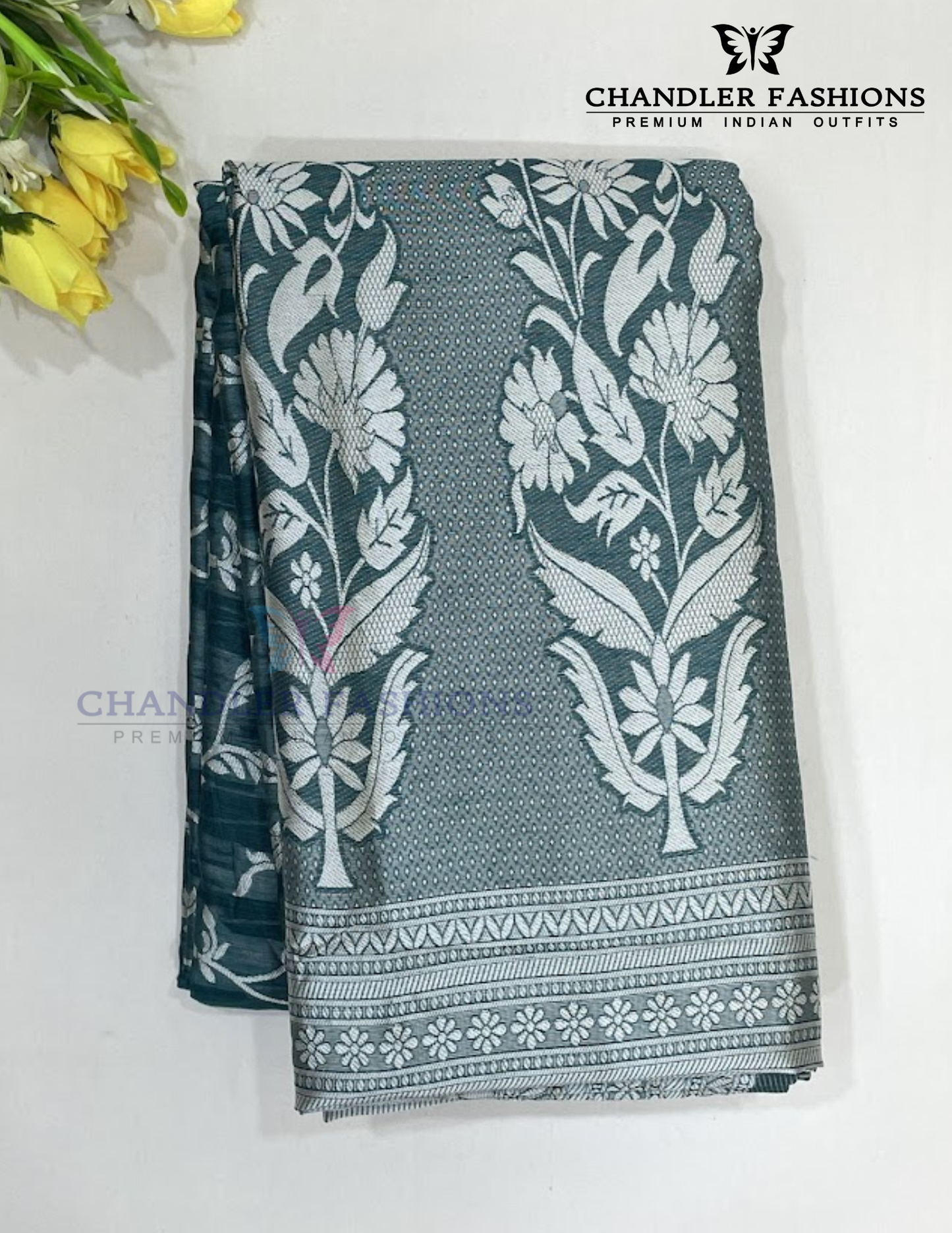 Attractive Green Color Silk Cotton With Self Design Saree For Women