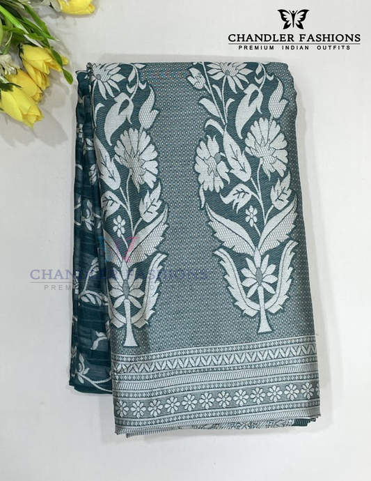 Attractive Green Color Silk Cotton With Self Design Saree For Women