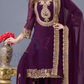  Purple Color Faux Georgette Sharara Suit With Heavy Embroidery Sequins Thread Work In USA
