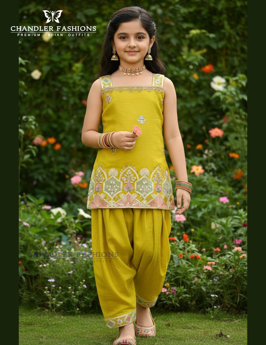 Alluring Mustard Yellow Color Georgette With Embroidery And Zari Work Salwar Suits For Girls
