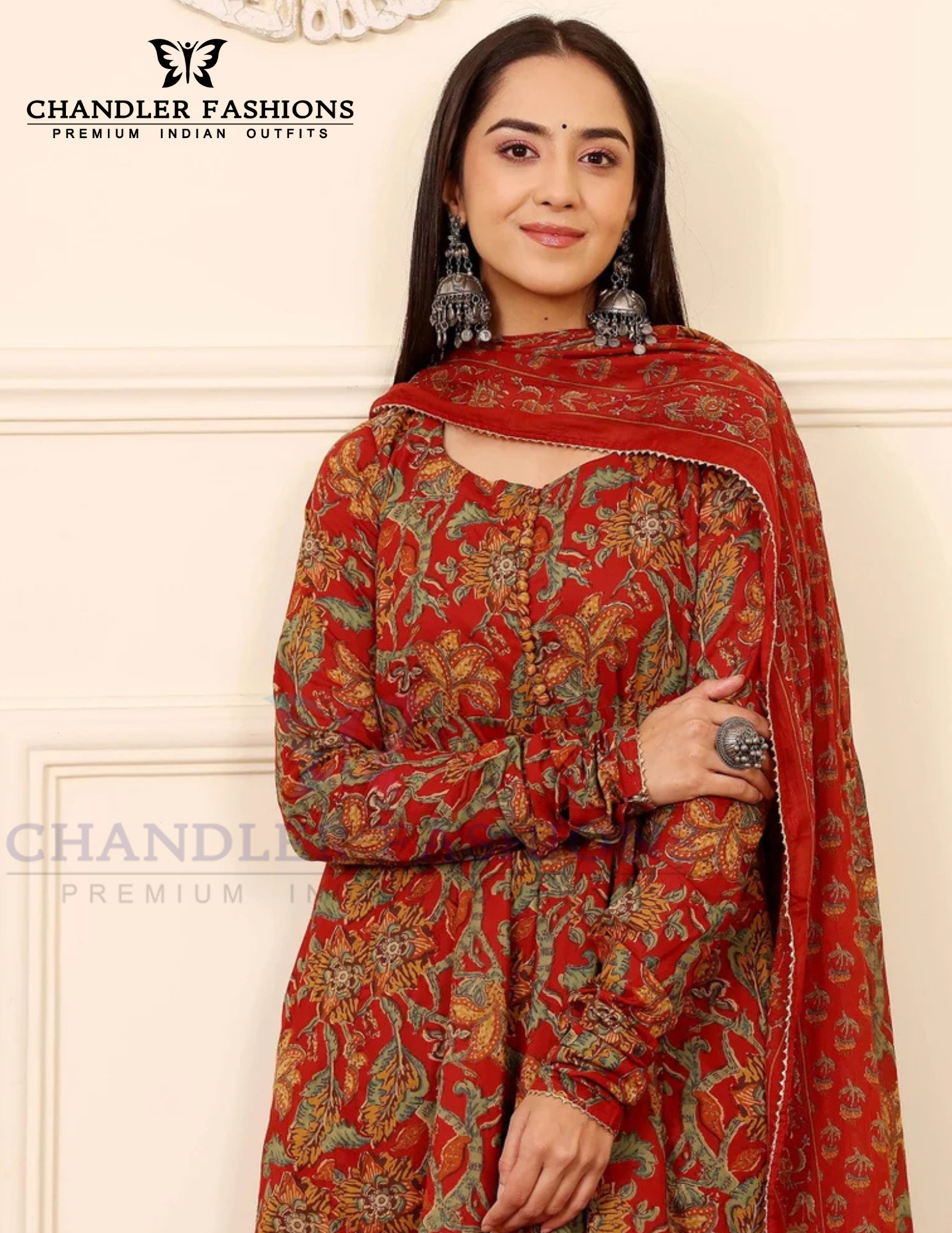 Red Color Viscose With Printed Work Anarkali Suits In USA