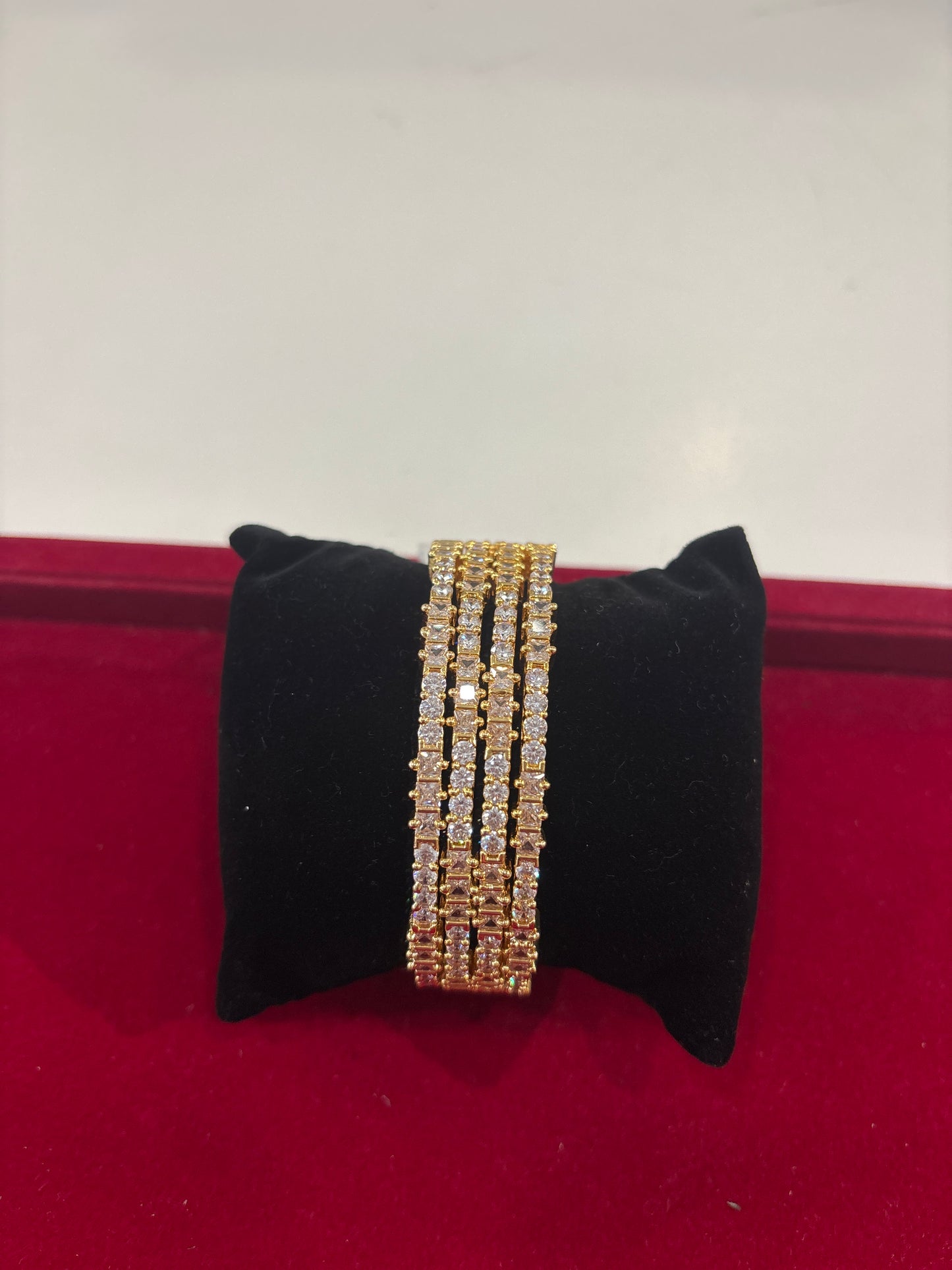 Stunning White Stones Gold Plated Bangles For Women