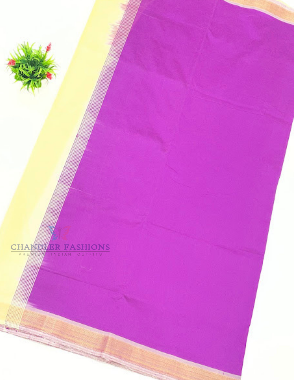  Purple Color Cotton Saree With Gold Zari In Tempe