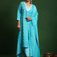 Wonderful Sky Blue Color Cotton Blend With Floral Printed Work Salwar Suits For Women
