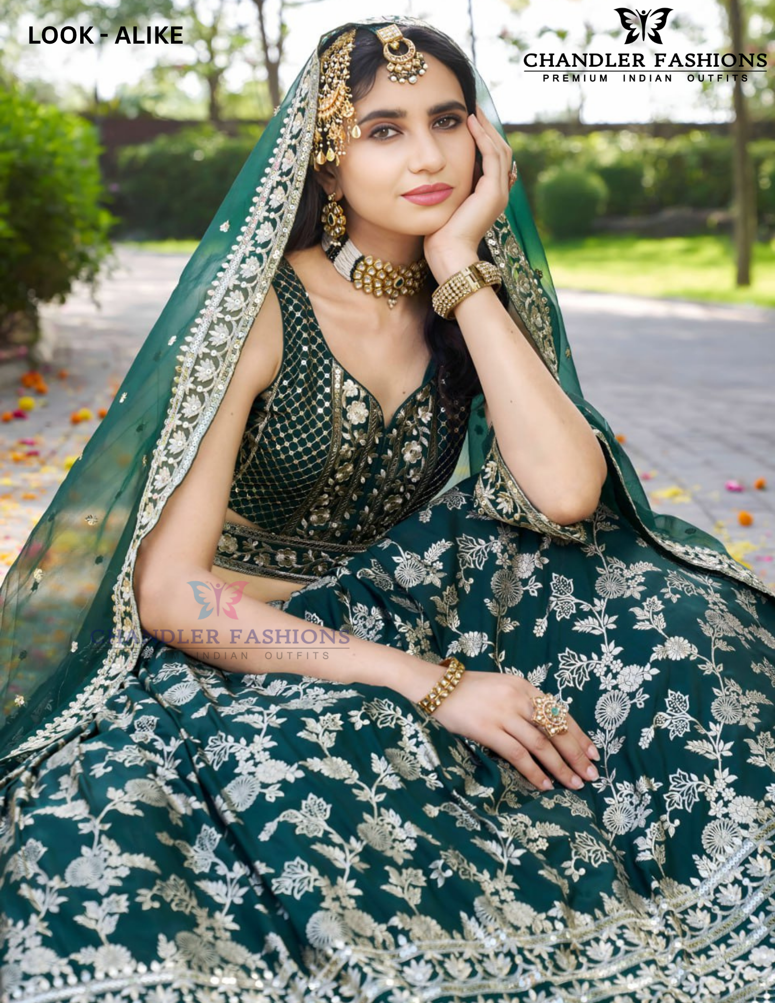 Green Color Silk Jacquard With Sequins And Zari Embroidery Lehenga In Chandler