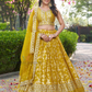 Amazing Yellow Color Silk Jacquard With Sequins And Zari Embroidery Lehenga Choli For Women