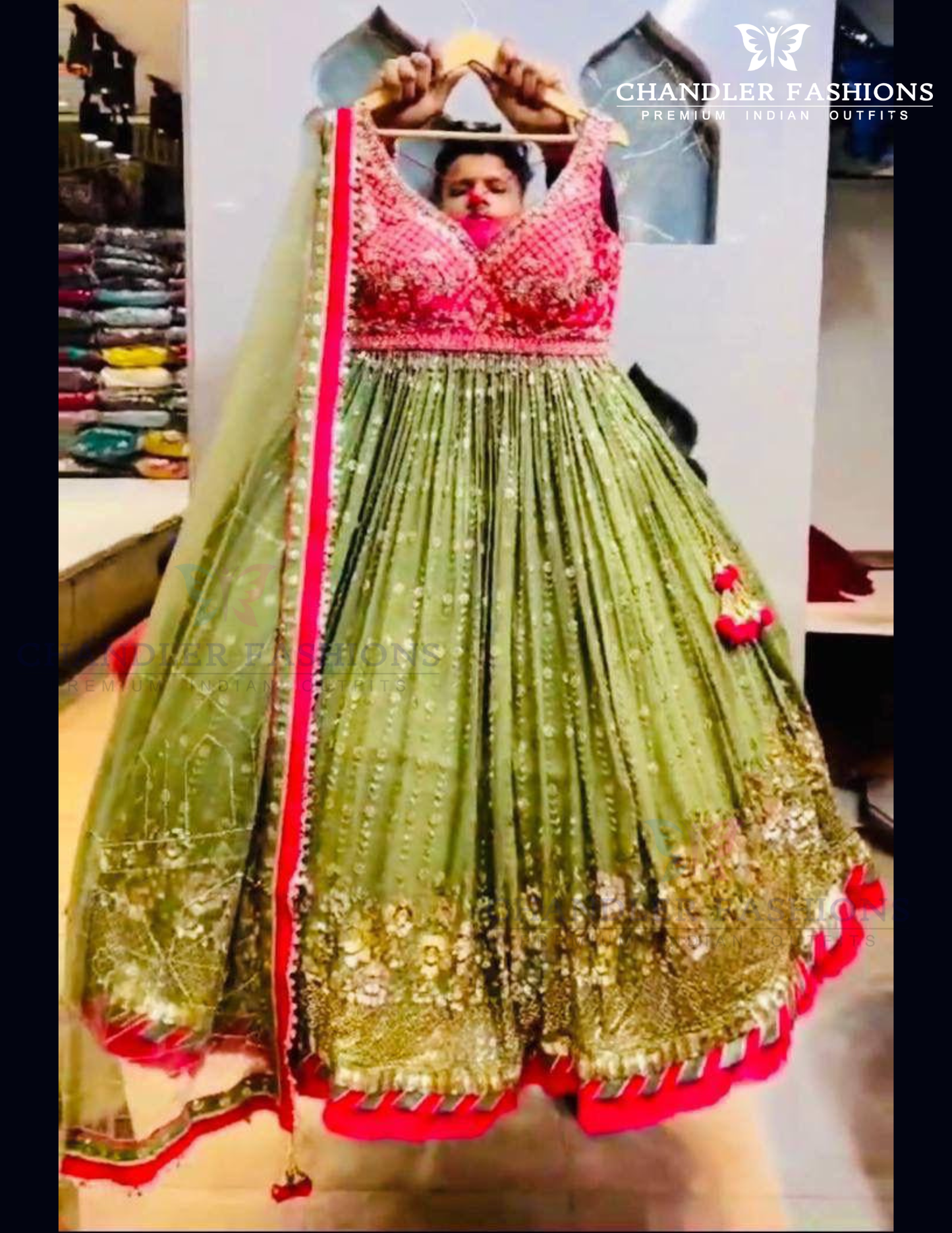 Green Color With Embroidery Work Lehenga In Arizona
