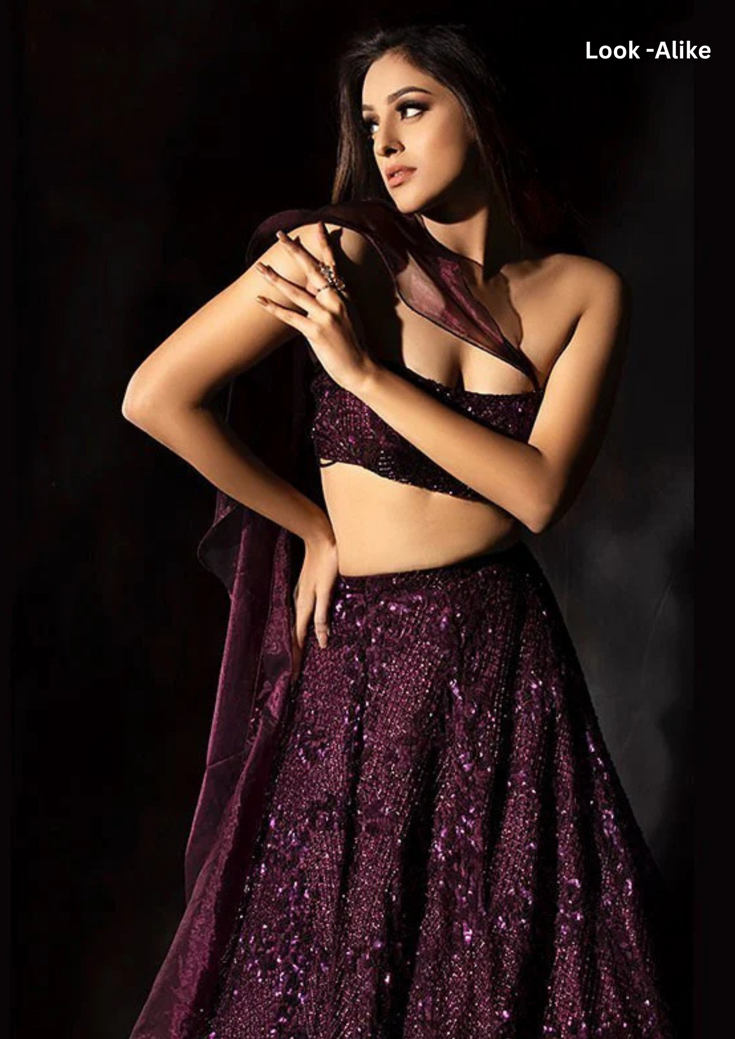 Pretty Wine Color Malay Satin Silk Sequins Work Lehenga In USA