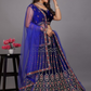 Navy Blue Colored Party Wear Velvet Lehenga Choli For Women In Mesa