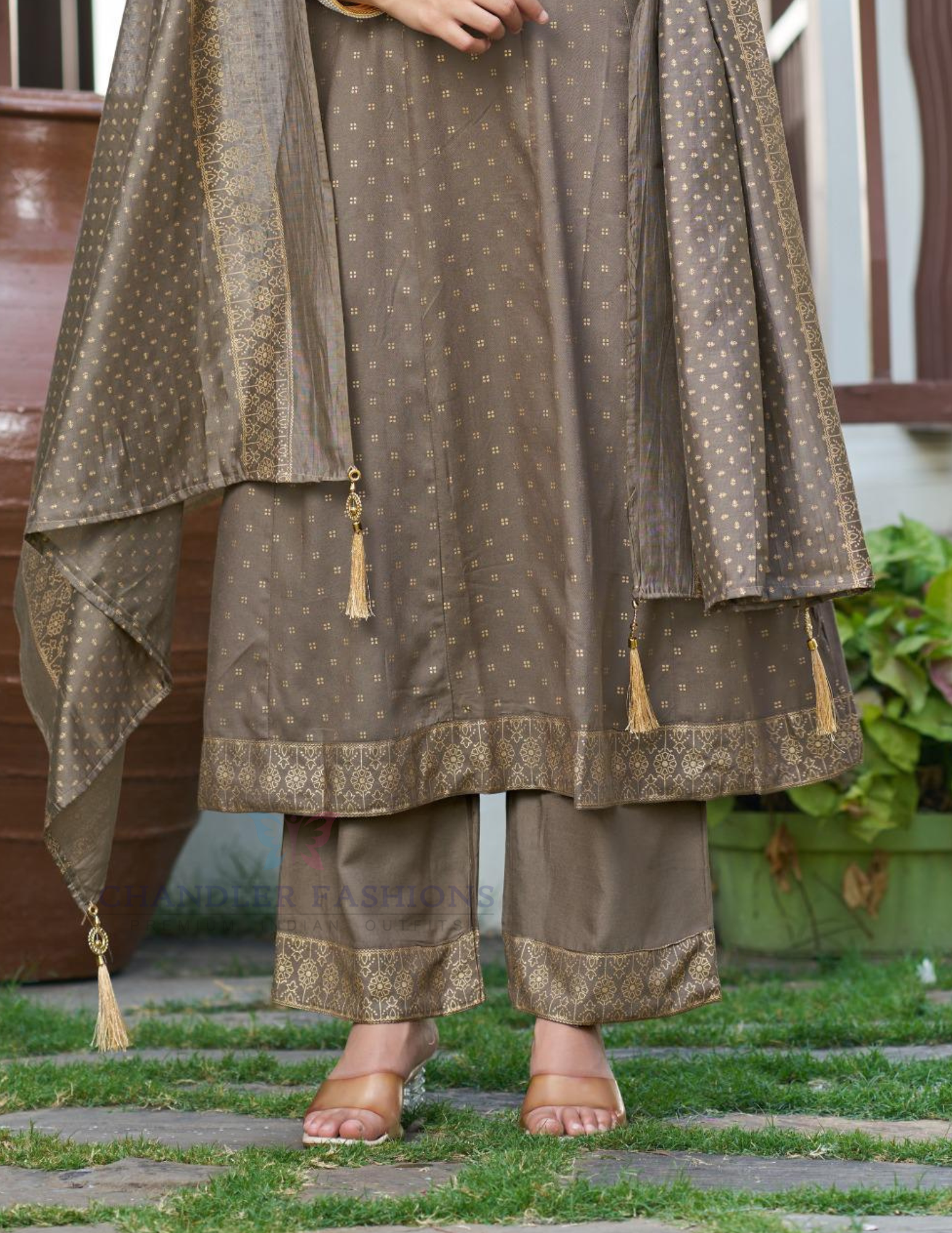 Light Brown Color Embroidery Work Salwar Suits In USA