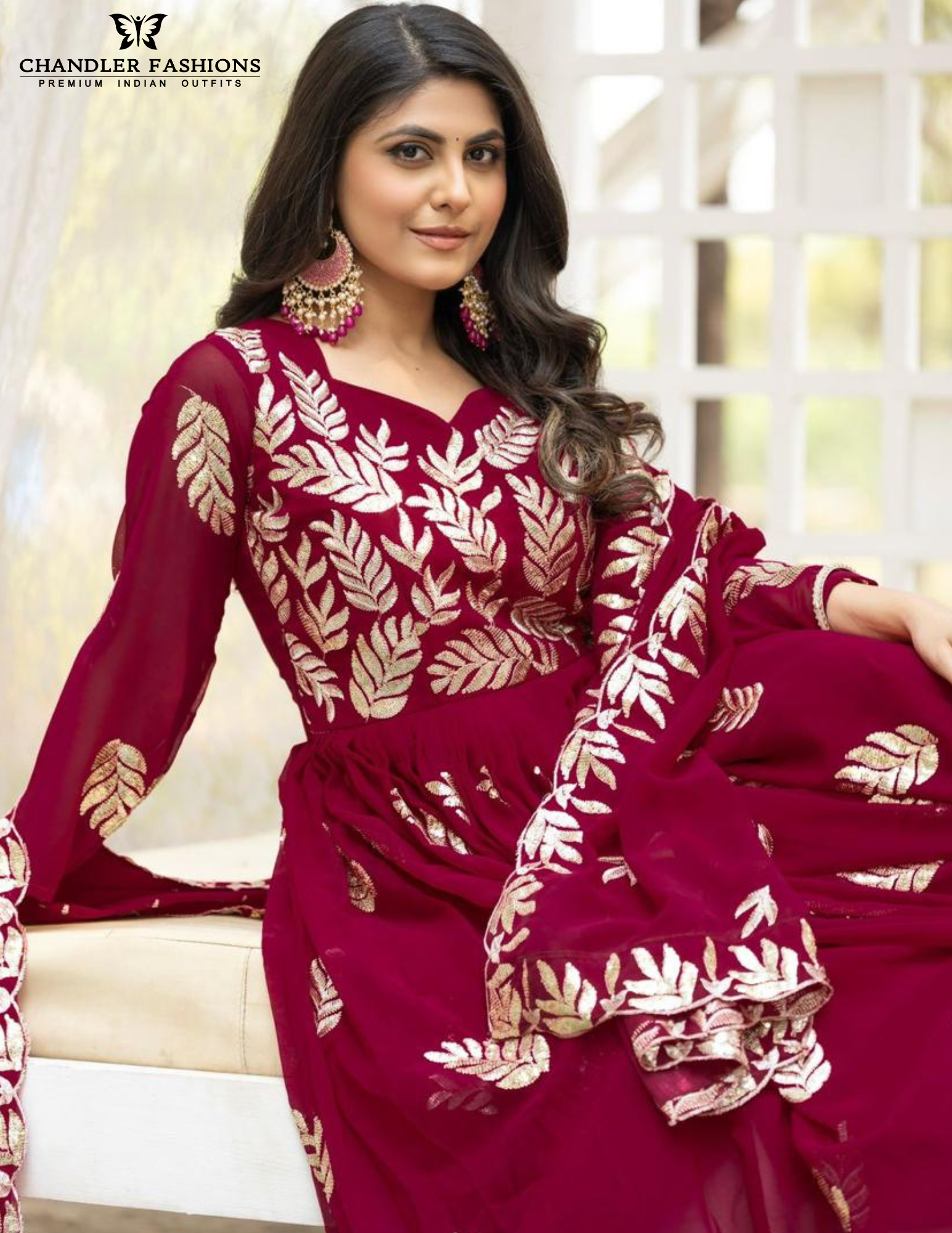 Maroon Color Georgette Gown Near Me