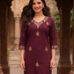 Maroon Color Cotton With Embroidery Work Kurti Near Me