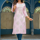 Beautiful Light Pink Colored Fancy Embroidery Work With Rayon Kurti