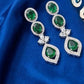 Stunning Emerald Green And White Stones Silver Plated Necklace With Earrings Set