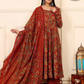 Fantastic Red Color Viscose With Printed Work Anarkali Suits With Dupatta