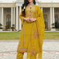 Fabulous Mustard Yellow Color Heavy Cotton With Embroidered And Sequins Work Salwar Suits For Women