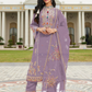Graceful Lavender Color Heavy Cotton Salwar Suits With Embroidery And Sequins Work For Women