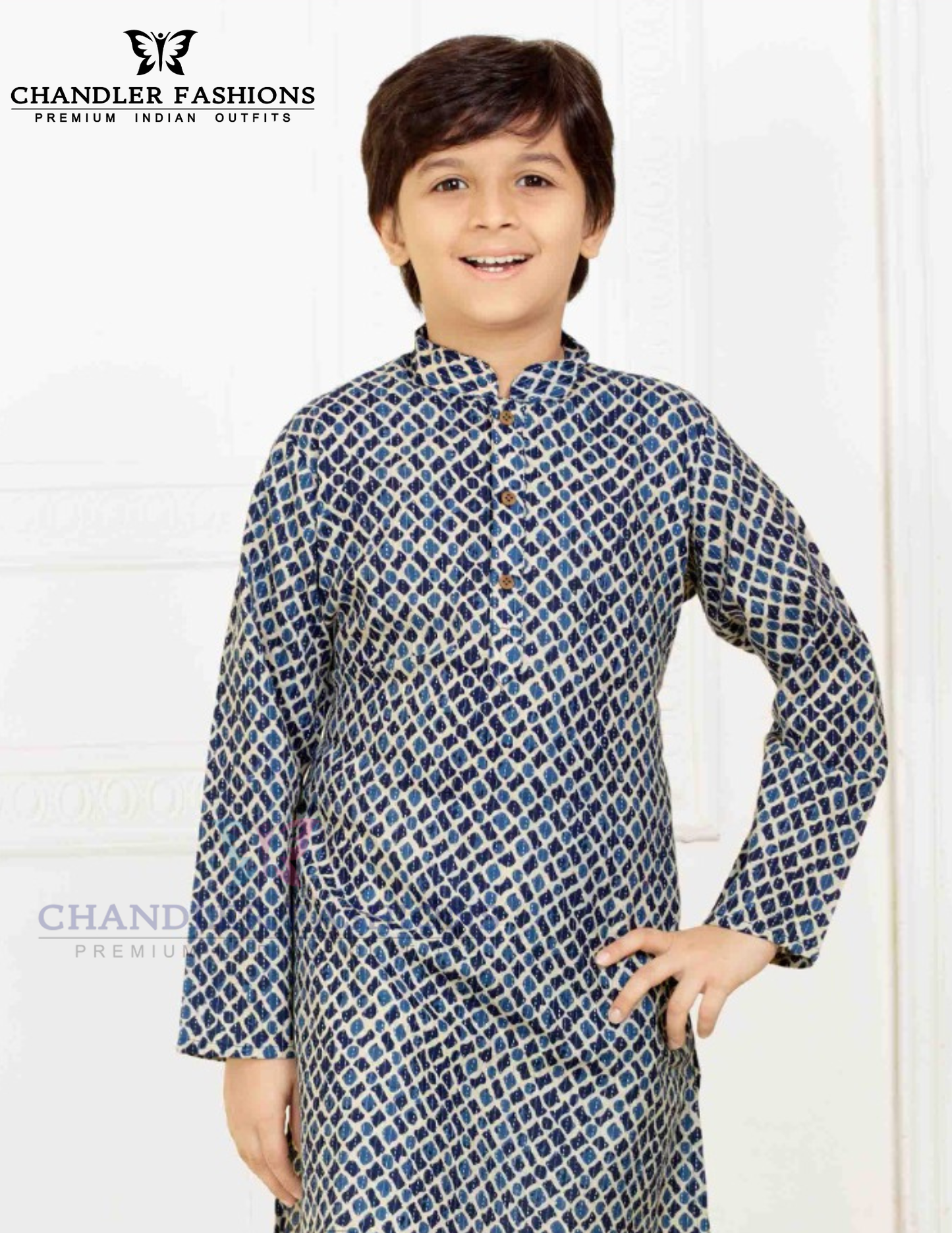 Blue Color Cotton Kurta Pajama Set Near Me