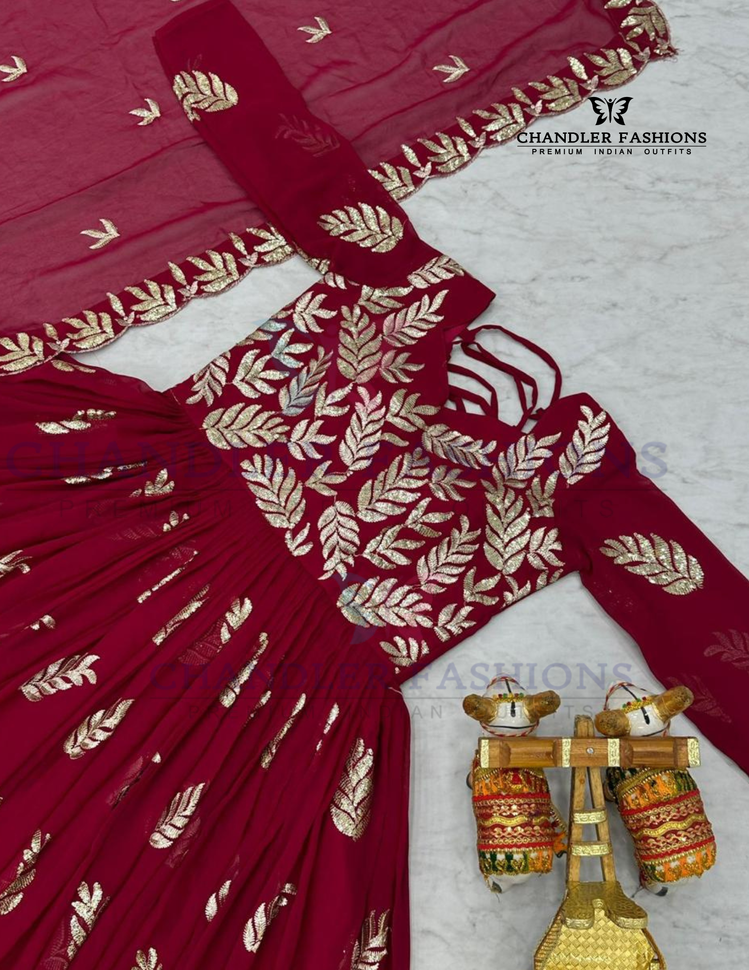 Maroon Color Georgette Sequins And Thread Work Gown In USA