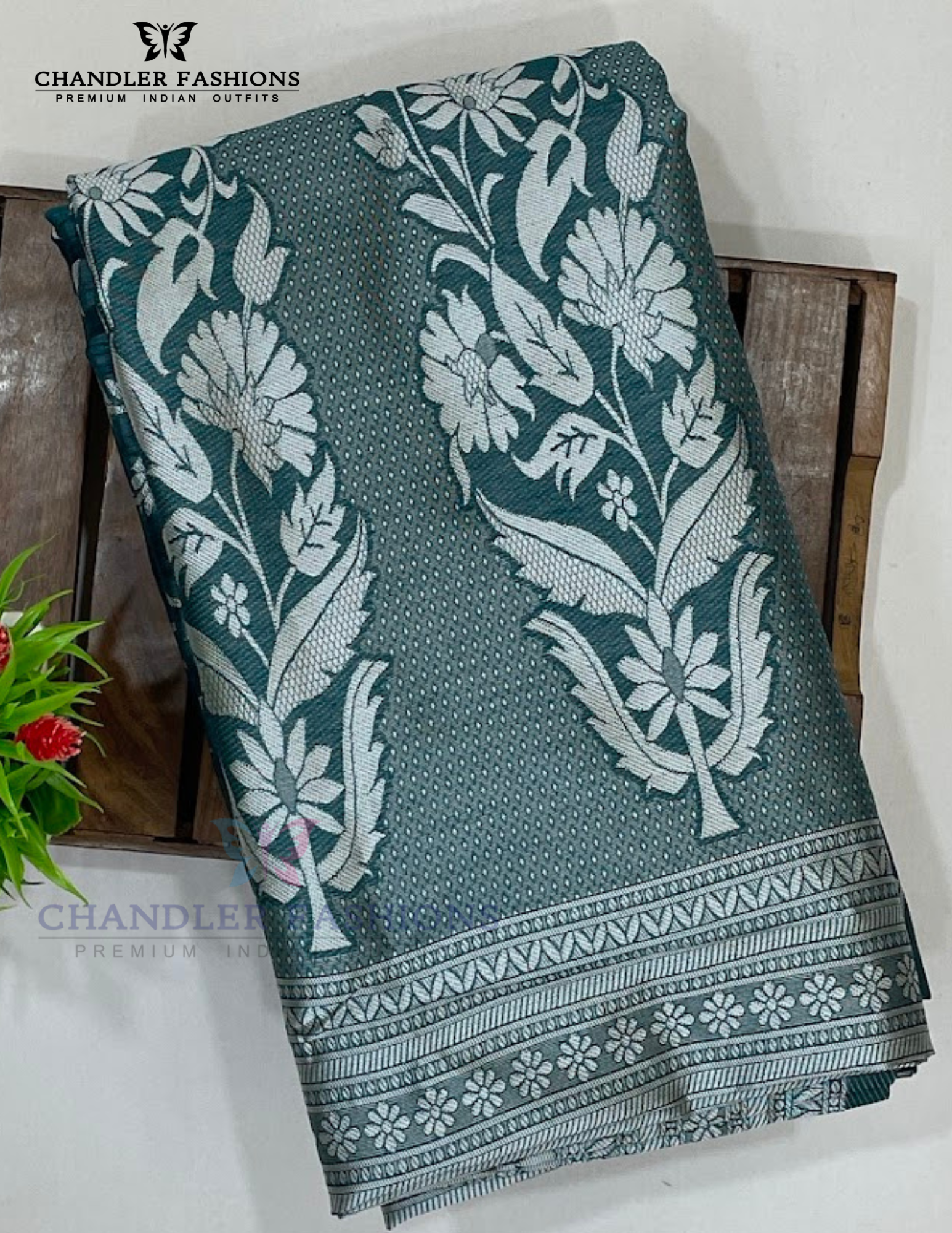 Green Color Silk Cotton With Self Design Saree For Women In USA
