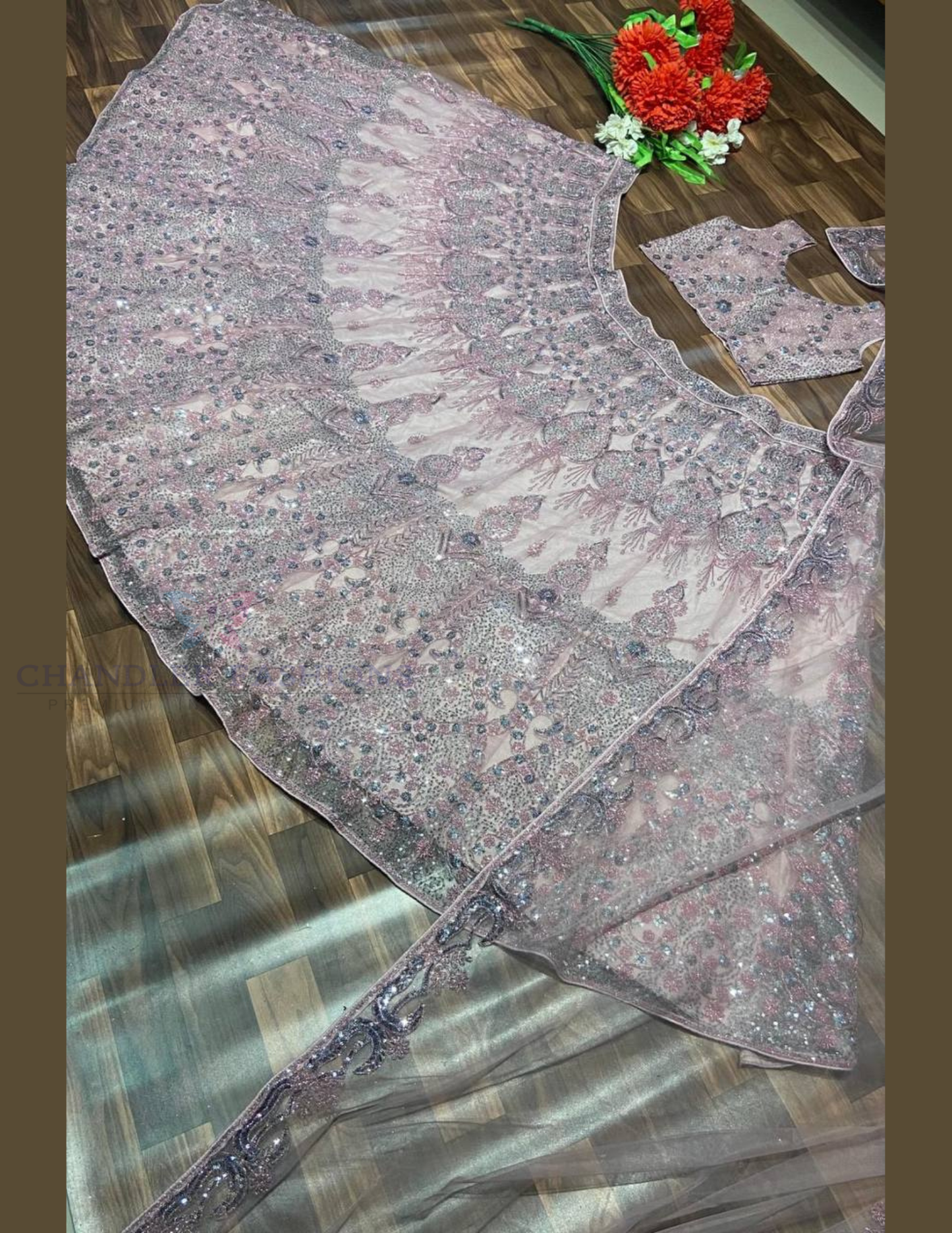 Pink Color With Glitter Work Lehenga In Phoenix