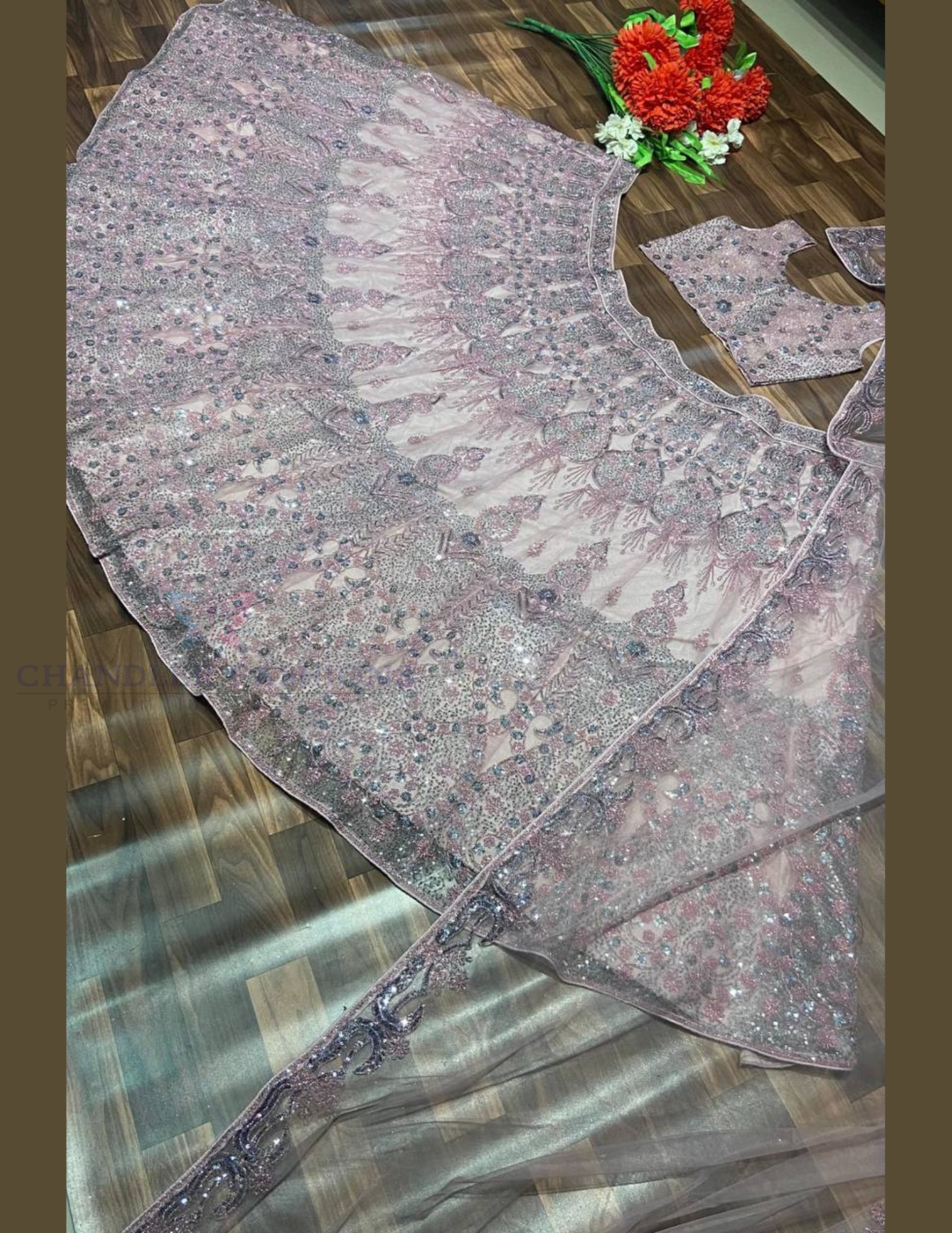 Pink Color With Glitter Work Lehenga In Phoenix