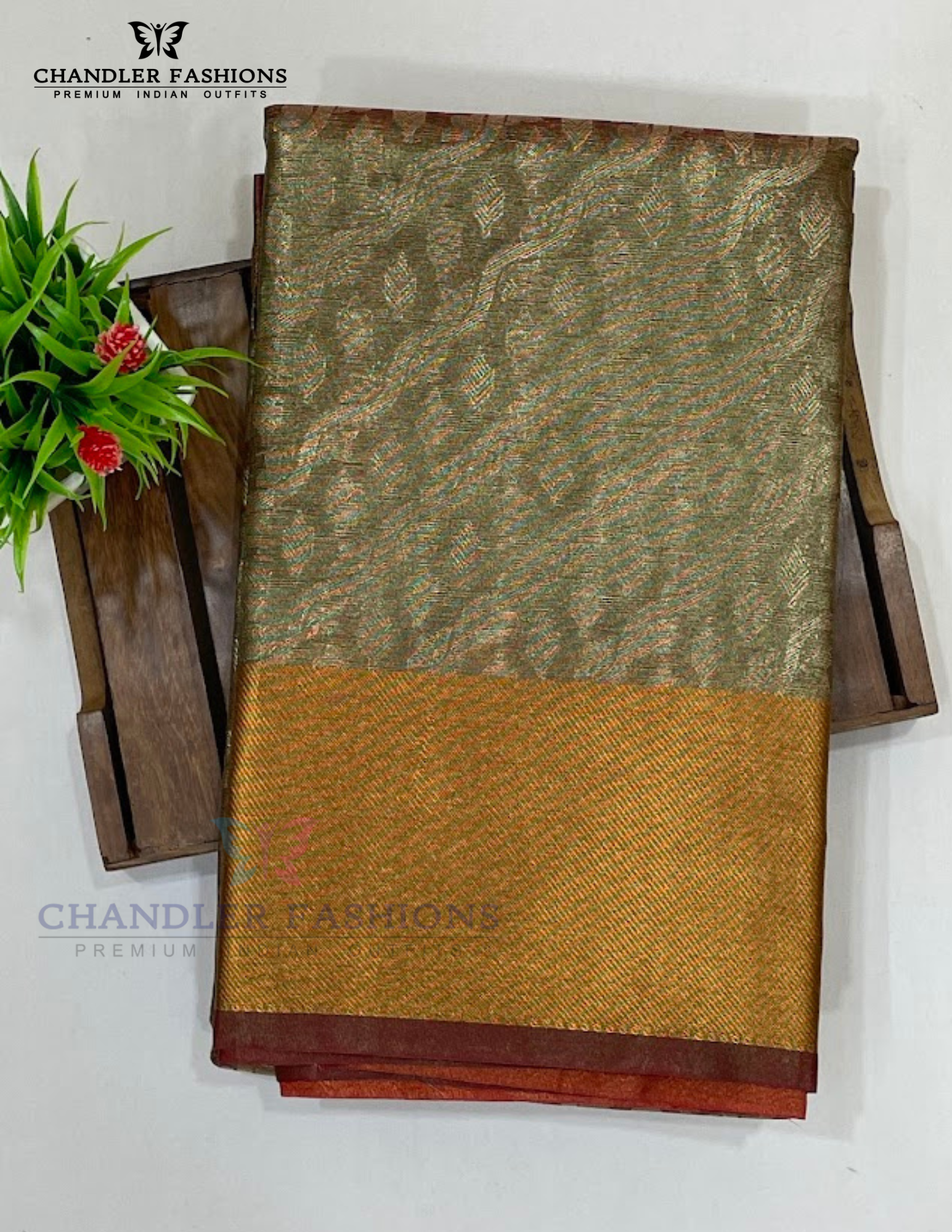 Mehendi Green Color Tissue Silk Saree In USA