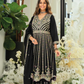 Amazing Black Color Chinon With Embroidery Work Palazzo Suits For Women