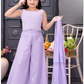 Pretty Lavender Color Georgette With Zari Embroidery And Sequins Work Palazzo Suits For Girls