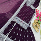 Alluring Wine Color Faux Georgette Heavy Embroidery And Sequins Work In USA