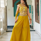 Fabulous Yellow Color Star Georgette With Sequins And Thread Embroidery Work Palazzo Suits