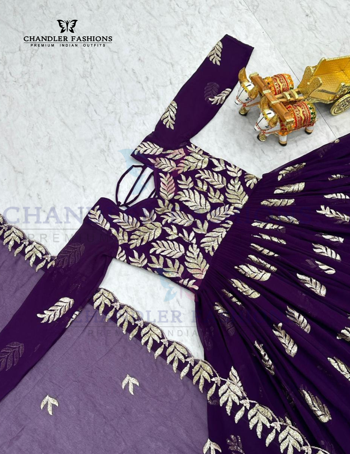 Purple Color Georgette Sequins And Thread Work Gown In USA