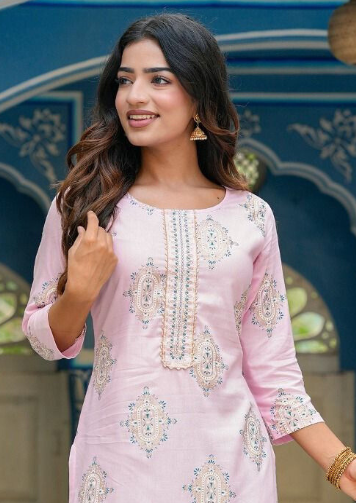 Beautiful Light Pink Rayon Kurti Near Me