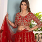 Attractive Red Color Butterfly Net With Embroidery And Sequins Work Lehenga Near Me