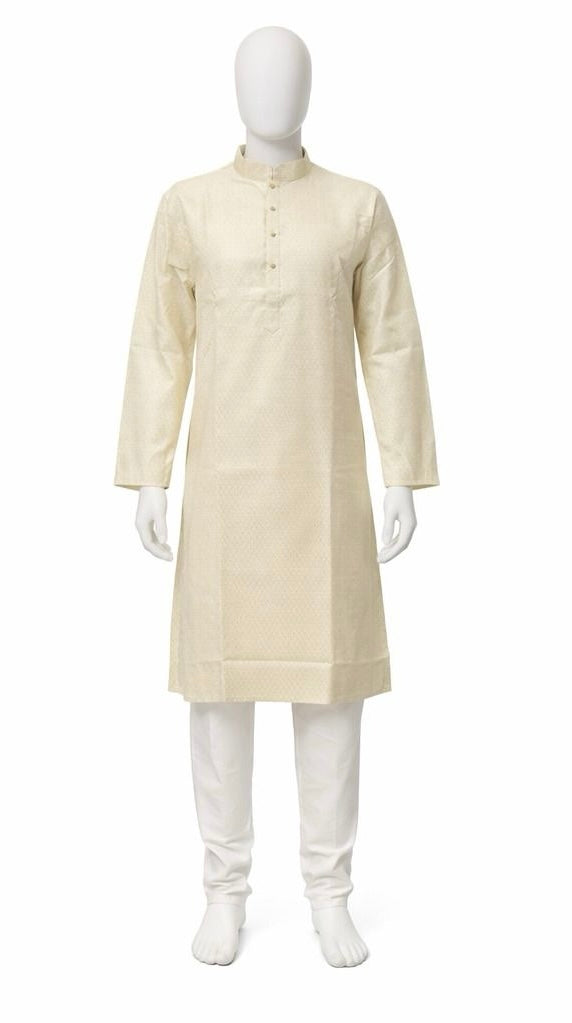 Amazing Yellow Color Cotton With Self Design Kurta Suits For Men