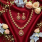 Stunning Pink Stones Gold Plated Necklace With Earrings For Women