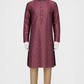 Wonderful Wine Color Jacquard With Printed Work Kurta Suits For Men