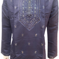 Charming Navy Blue Color With Cotton Embroidery Work Kurta Suits For Men