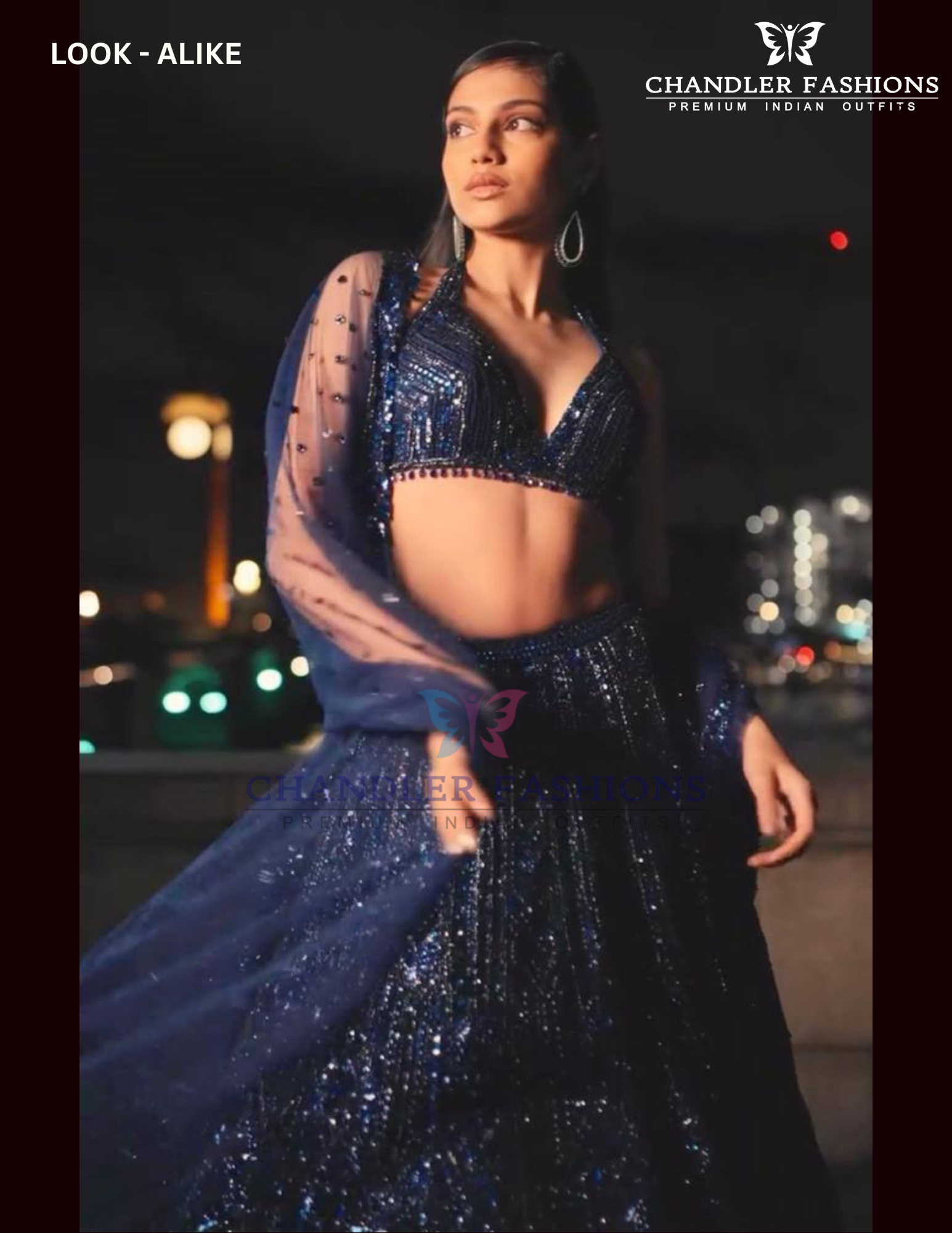 Dark Blue Color With Sequins Work Lehenga In USA