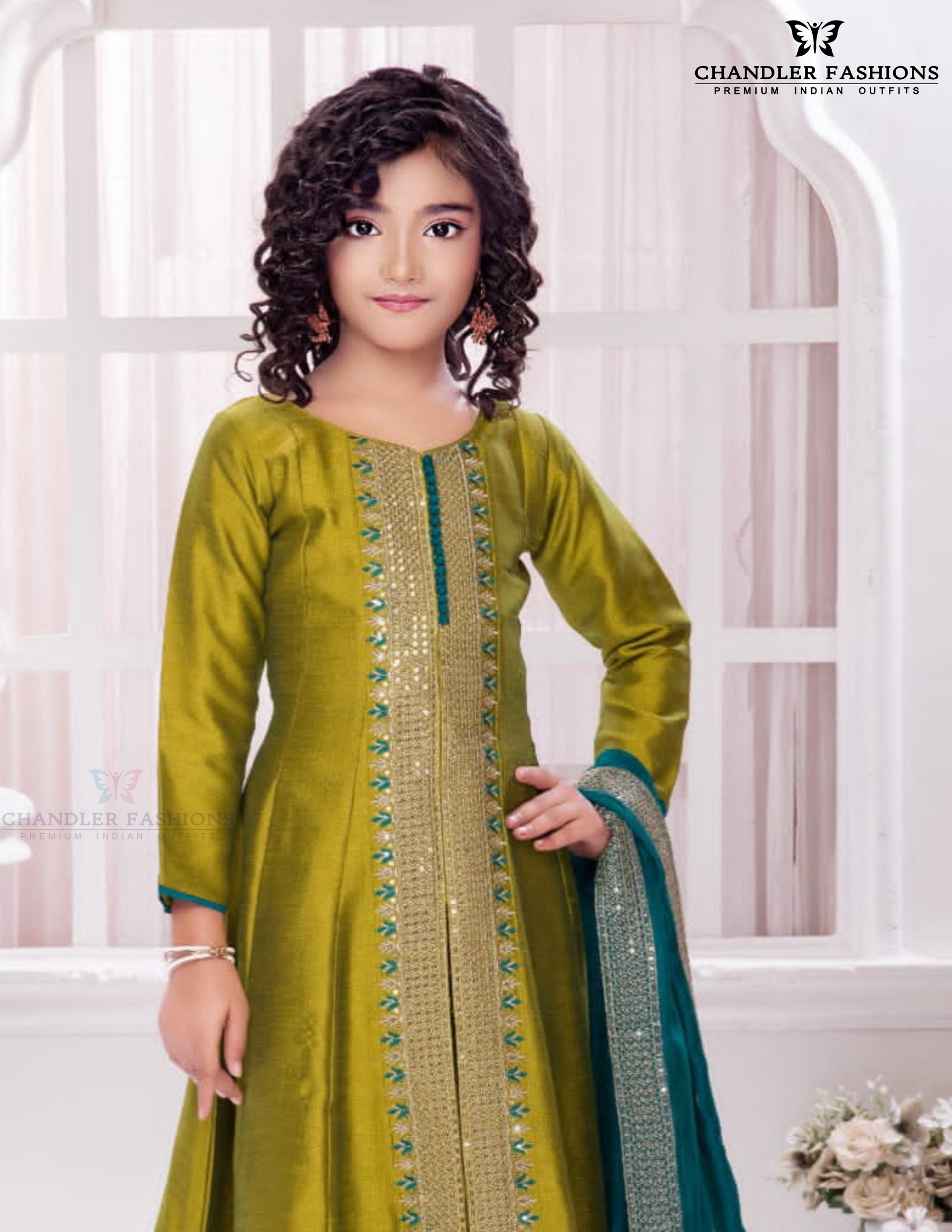 Elegant Mehendi Green Color Embroidery Work Kurti Suit Near Me