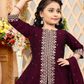 Wine Color Silk With Embroidery Work Girls Sets Near Me