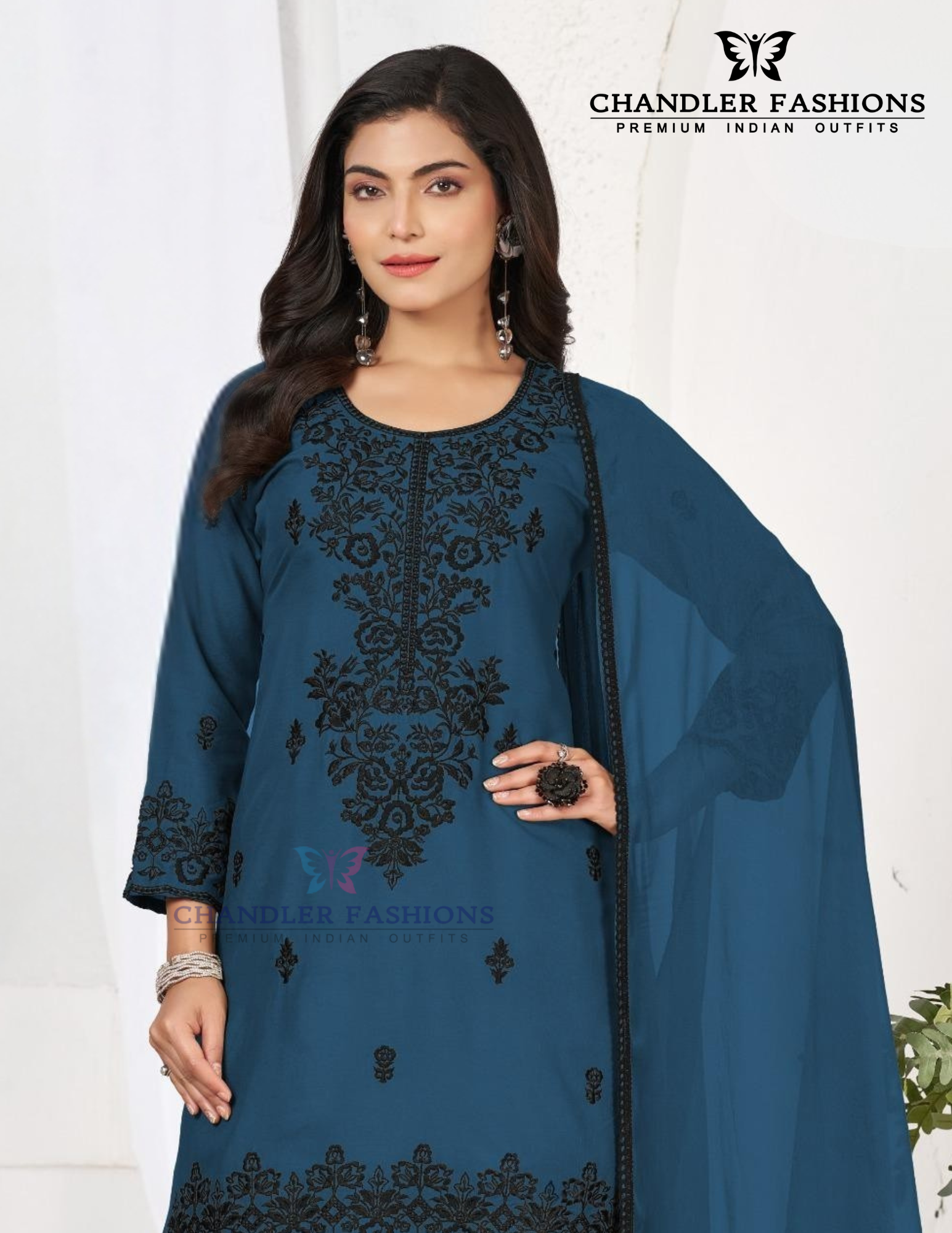 Blue Color Rayon With Thread Work Palazzo Suits Near Me