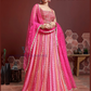 Appealing Pink Color Chinon Silk With  Zari And Sequins Embroidery Lehenga Choli For Women