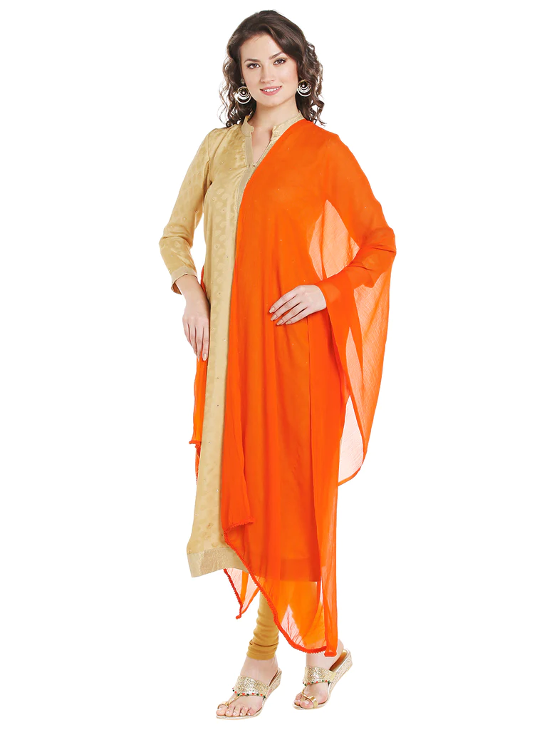 Appealing Fashionable Women Orange Chiffon Dupatta In USA