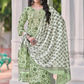 Alluring Light Green Color Cotton Salwar Suits With Printed Work