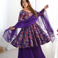 Beautiful Purple Color Soft Roman Silk Kurti And Palazzo With Dupatta
