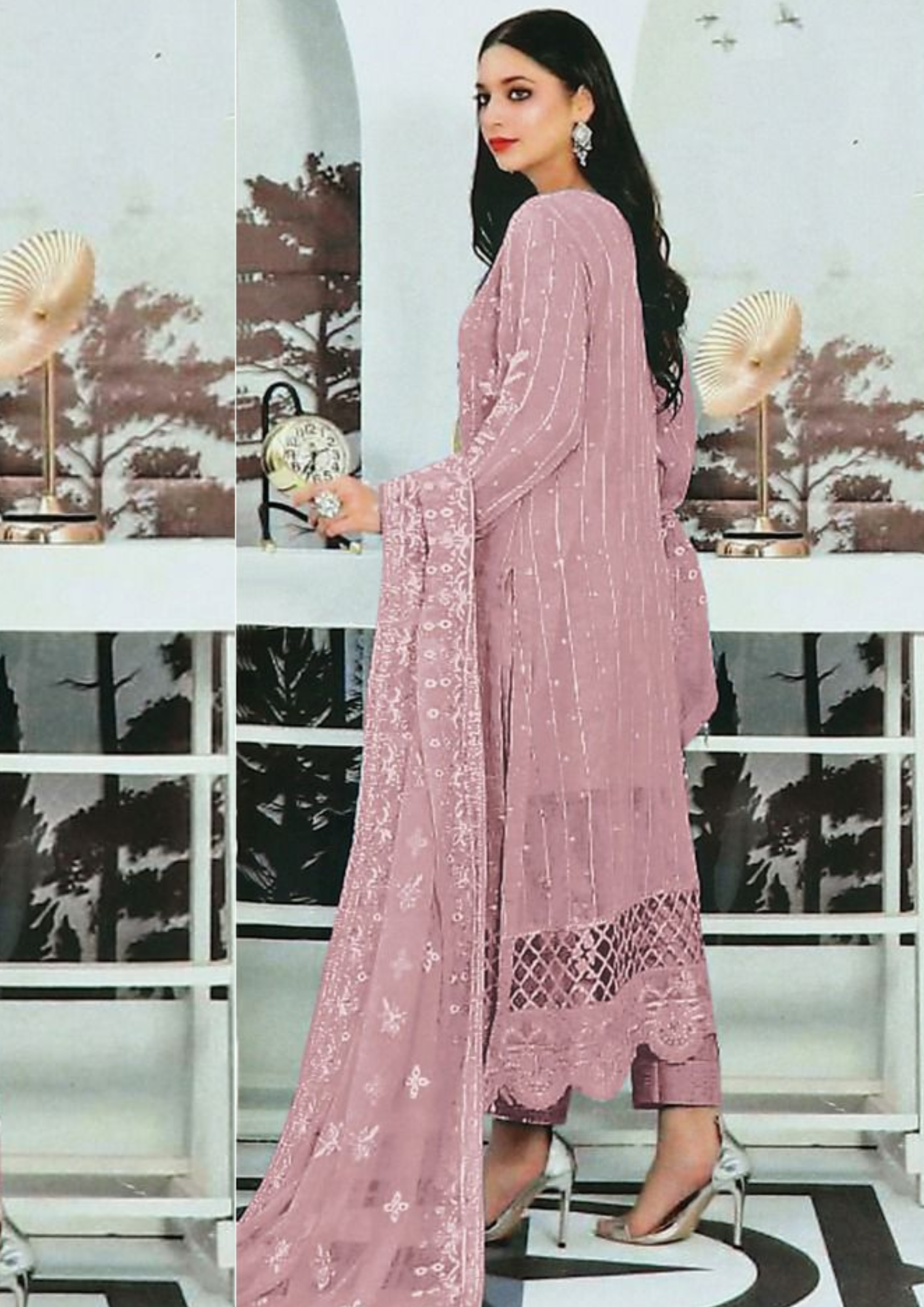 Lovely Pink Color Georgette With Embroidery Work Salwar Suits Near Me
