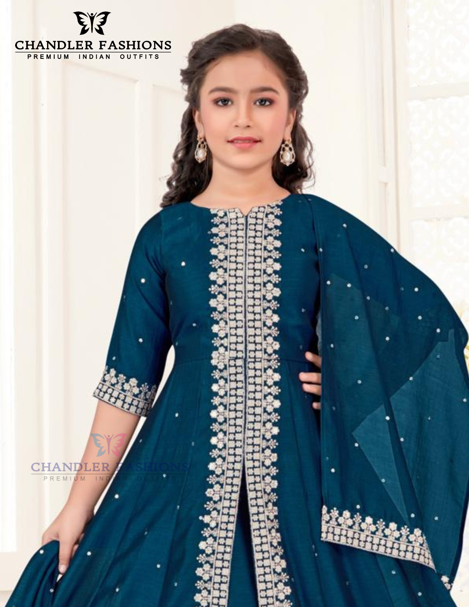Blue Color Silk With Embroidery Work Kurti Suits With Dupatta Near Me
