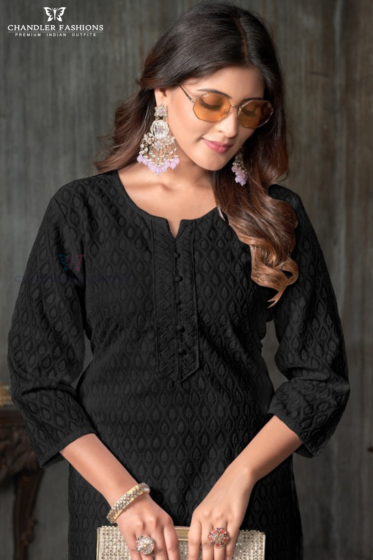 Alluring Black Color Rayon With Embroidered Kurti Near Me