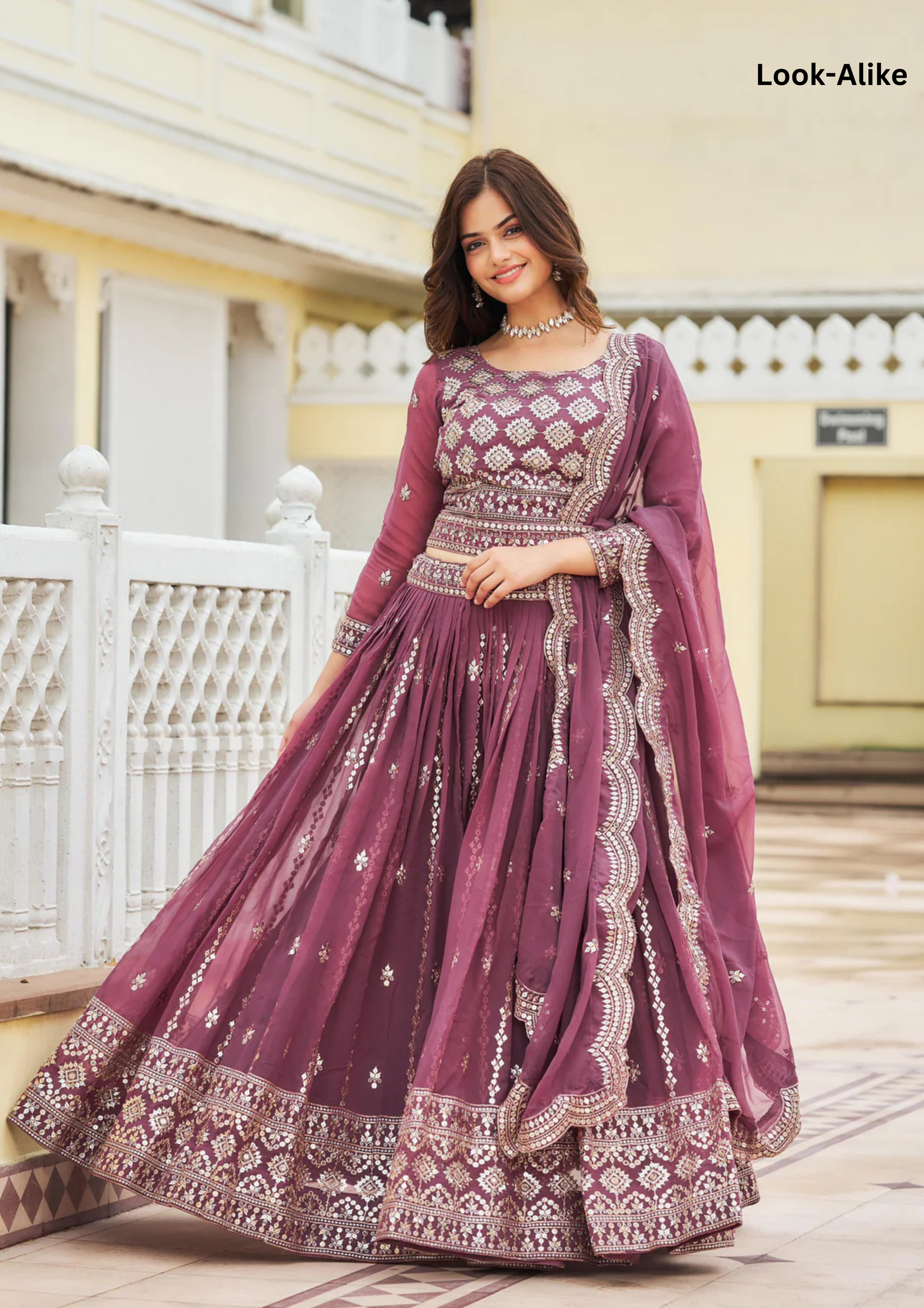 Attractive Pink Color Designer Faux Georgette Sequins Work Lehenga Near Me